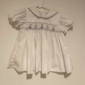 Vintage smocked sailboat dress